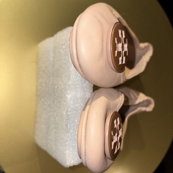 Tory Burch Minnie Travel Ballet Flats  Nude Pink/Tan Size 7.5M Great Condition. - Picture 11 of 12